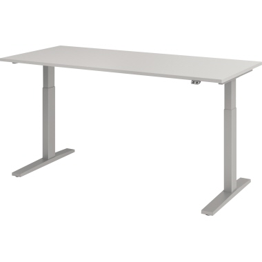 Hammerbacher Schreibtisch 1.800 x 700-1.200 x 800 mm (B x H x T) grau silber Produktbild