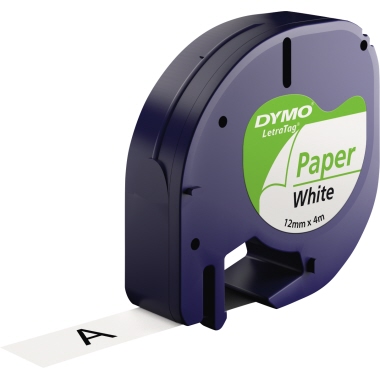 DYMO® Schriftbandkassette LT 12 mm x 4 m (B x L) Papier, 100 % recycelt weiß Produktbild pa_produktabbildung_1 L