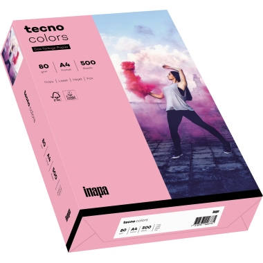 inapa tecno Kopierpapier Colors DIN A4 80 g/m² 500 Bl./Pack. rosa Produktbild