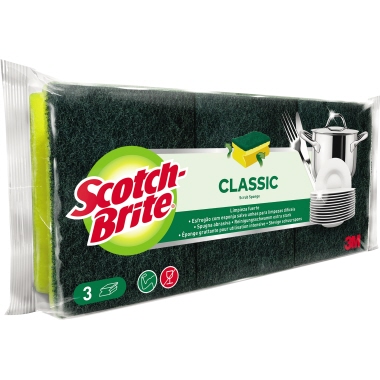 Scotch-Brite(TM) Reinigungsschwamm Classic 3 St./Pack. Produktbild