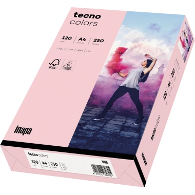 inapa tecno Kopierpapier Colors DIN A4 120 g/m² 250 Bl./Pack. rosa Produktbild