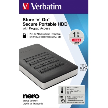 Verbatim Festplatte extern Store 'n' Go Secure Portable 1 Tbyte Produktbild