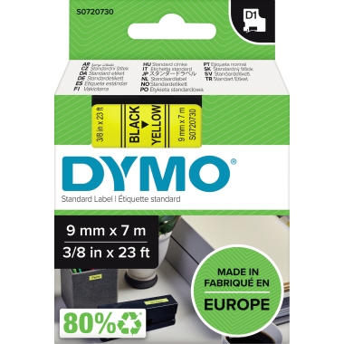 DYMO® Schriftbandkassette D1 9 mm x 7 m (B x L) gelb schwarz Produktbild pa_produktabbildung_2 L