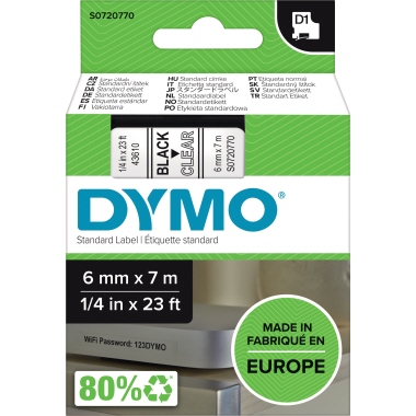 DYMO® Schriftbandkassette D1 6 mm x 7 m (B x L) transparent Produktbild pa_produktabbildung_2 L