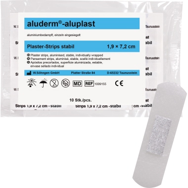 aluderm® Pflaster aluplast 1,9 x 7,2 cm (B x L) nicht elastisch 10 St./Pack. Produktbild