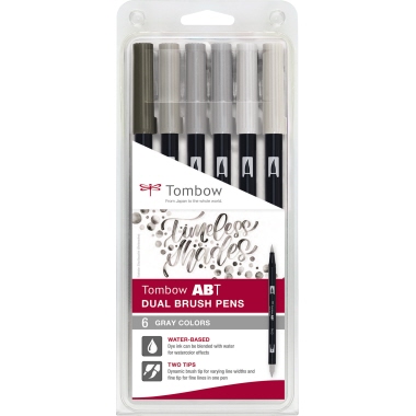 Tombow Pinselstift ABT Dual Gray Colors 6 St./Pack. Produktbild
