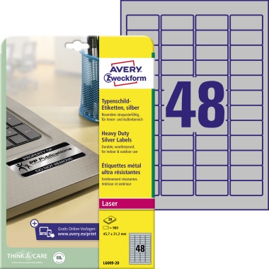 Avery Zweckform Typenschildetikett 45,7 x 21,2 mm (B x H) Produktbild