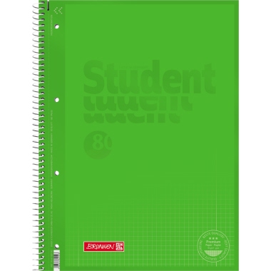 BRUNNEN Collegeblock Student Colour Code kariert mit Rand innen/außen kiwi grün Produktbild