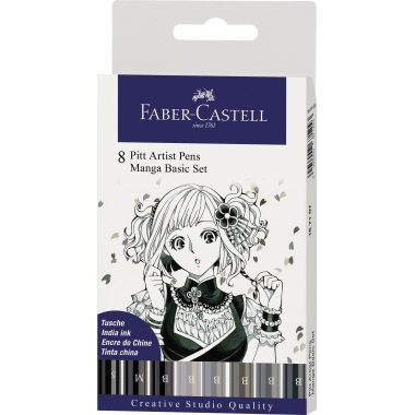 Faber-Castell Tuschestift Pitt Artist Pen Manga Basic Set 8 St./Pack. Produktbild
