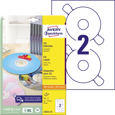 Avery Zweckform CD/DVD Etikett 117 mm 25 Bl./Pack. Produktbild pa_produktabbildung_1 L
