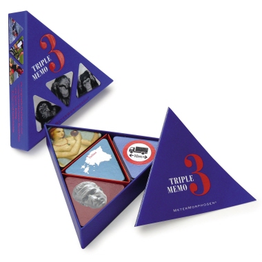 METERMORPHOSEN Gesellschaftsspiel Drei-Triple Memospiel Produktbild