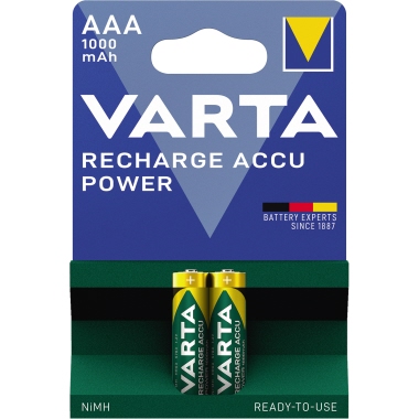 Varta Akku Recharge Accu Power AAA/Micro 2 St./Pack. 1.000 mAh Produktbild