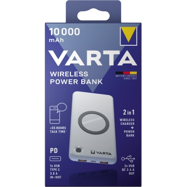 Varta Powerbank Wireless 77,5 x 15 x 157,5 mm (B x H x T) 10.000 mAh Produktbild