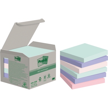 Post-it® Haftnotiz Recycling Notes Tower Pastell Rainbow 76 x 76 mm (B x H) 6 Block/Pack. Produktbild