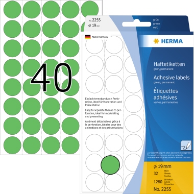 HERMA Markierungspunkt 19 mm 1.280 Etik./Pack. grün Produktbild
