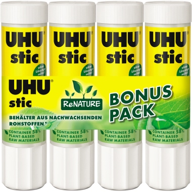 UHU® Klebestift stic ReNATURE 4 x 21 g/Pack. Produktbild