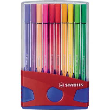 STABILO® Fasermaler Pen 68 ColorParade 20 St./Pack. preußischblau, apricot, dunkelgrau ultramarinblau, hellgrün, smaragdgrün, dunkelblau, gelb, türkisblau, blaugrün, orange, violett, rosarot, azurblau, lila, ocker dunkel, braun, schwarz, karminrot, dunkelrot Produktbild