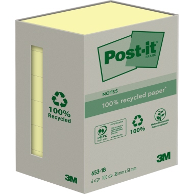 Post-it® Haftnotiz Recycling Notes 38 x 51 mm (B x H) Produktbild