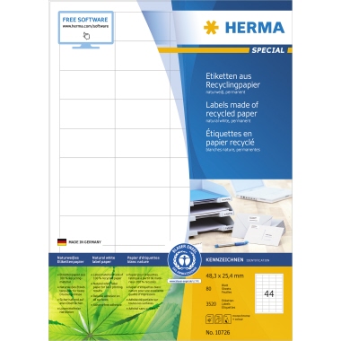 HERMA Universaletikett Recycling 48,3 x 25,4 mm (B x H) Produktbild pa_produktabbildung_1 L