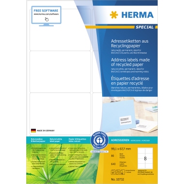 HERMA Universaletikett Recycling 99,1 x 67,7 mm (B x H) Produktbild pa_produktabbildung_1 L