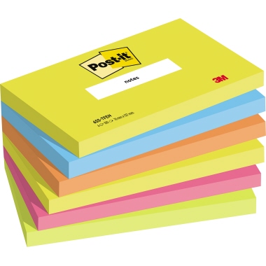 Post-it® Haftnotiz Notes Energetic Collection 6 Block/Pack. 127 x 76 mm (B x H) Produktbild