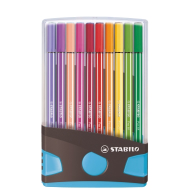 STABILO® Fasermaler Pen 68 ColorParade 20 St./Pack. preußischblau, apricot, ultramarinblau, hellgrün, smaragdgrün, dunkelblau, gelb, braun, schwarz, karminrot, dunkelrot, blaugrün, orange, violett, rosarot, azurblau, lila, ocker dunkel, dunkelgrau Produktbild