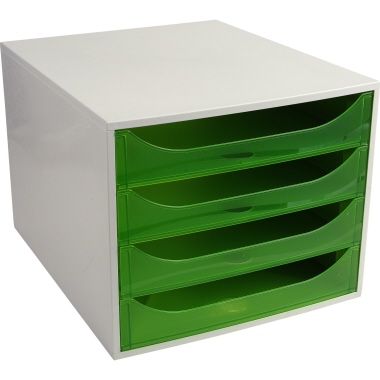 Exacompta Schubladenbox ECOBOX Linicolor® 4 Schubladen apfelgrün transluzent Produktbild