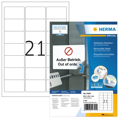 HERMA Adressetikett 63,5 x 38,1 mm (B x H) 2.100 Etik./Pack. Produktbild pa_produktabbildung_1 L