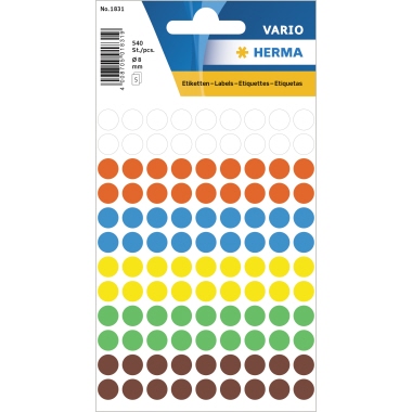 HERMA Markierungspunkt VARIO 8 mm farbig sortiert Produktbild