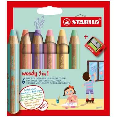 STABILO® Aquarellstift woody 3 in 1 6 St./Pack. Produktbild