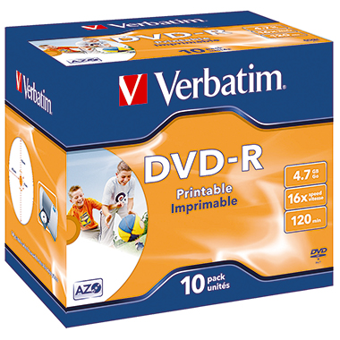 Verbatim DVD-R bedruckbar Jewelcase 10 St./Pack. Produktbild