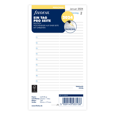 FILOFAX Einlage Kalender Personal 2024 Produktbild pa_produktabbildung_1 L
