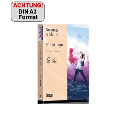inapa tecno Kopierpapier Colors DIN A3 80 g/m² 500 Bl./Pack. lachs Produktbild