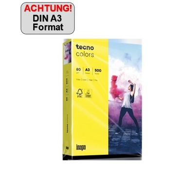 inapa tecno Kopierpapier Colors DIN A3 80 g/m² 500 Bl./Pack. gelb Produktbild