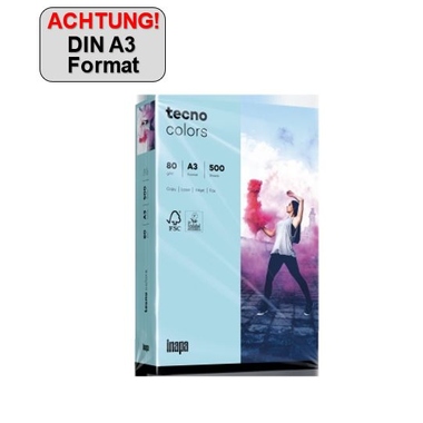 inapa tecno Kopierpapier Colors DIN A3 80 g/m² 500 Bl./Pack. mittelblau Produktbild