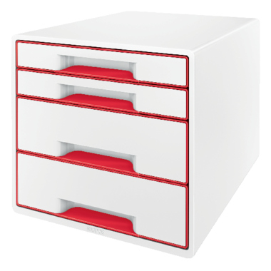 Leitz Schubladenbox WOW CUBE 4 Schubladen rot/weiß Produktbild