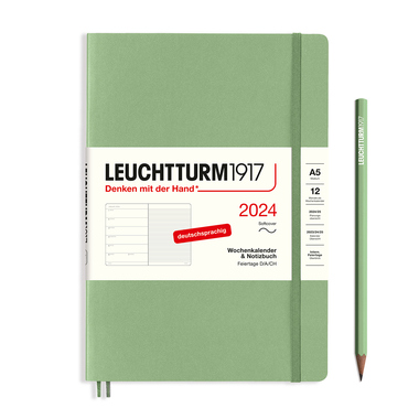 LEUCHTTURM1917 Buchkalender Medium DIN A5 2024 salbei Produktbild