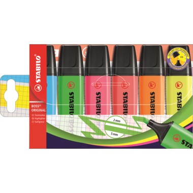 STABILO® Textmarker 6 St./Pack. rot, blau, grün, gelb, orange, pink Produktbild