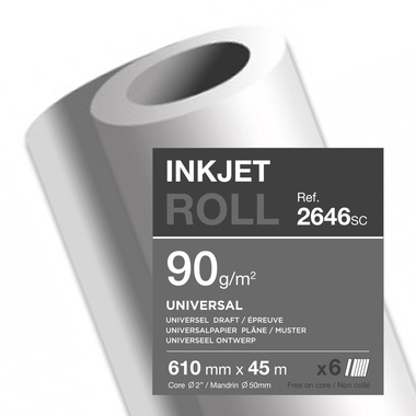 Clairefontaine Inkjetplotterpapier UNIVERSAL 90 g/m² 6 Rl./Pack. 610 mm x 45 m (B x L) Produktbild pa_produktabbildung_1 L