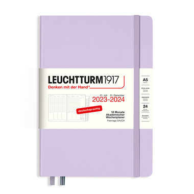 LEUCHTTURM Buchkalender Medium DIN A5 2023-2024 lilac Produktbild