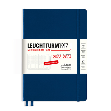 LEUCHTTURM Buchkalender Medium DIN A5 2023-2024 marine Produktbild