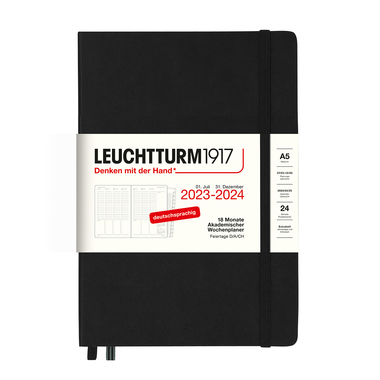 LEUCHTTURM Buchkalender Medium DIN A5 2023-2024 schwarz Produktbild pa_produktabbildung_1 L