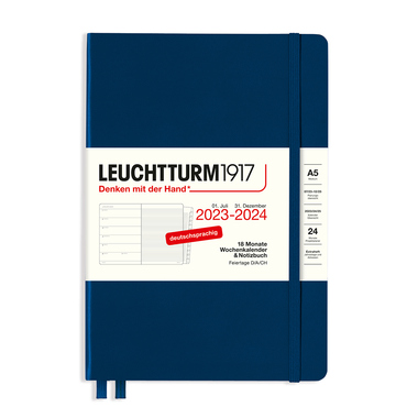 LEUCHTTURM1917 Buchkalender Medium DIN A5 2023-2024 marine Produktbild