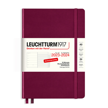 LEUCHTTURM1917 Buchkalender Medium DIN A5 2023-2024 port red Produktbild