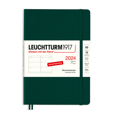 LEUCHTTURM Buchkalender Medium DIN A5 2024 forest green Produktbild