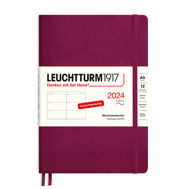 LEUCHTTURM Buchkalender Medium DIN A5 2024 port red Produktbild