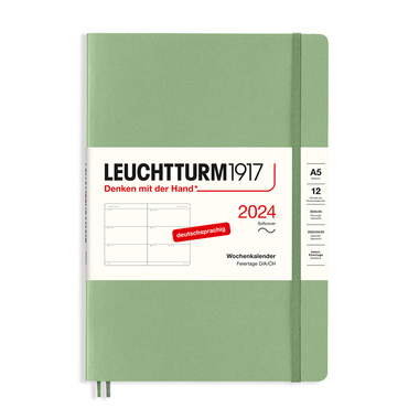 LEUCHTTURM Buchkalender Medium DIN A5 2024 salbei Produktbild
