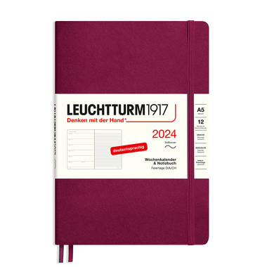 LEUCHTTURM1917 Buchkalender Medium DIN A5 2024 port red Produktbild