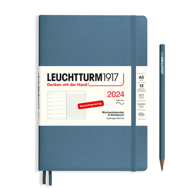 LEUCHTTURM1917 Buchkalender Medium DIN A5 2024 stone blue Produktbild