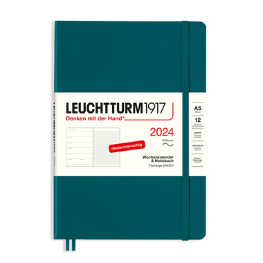 LEUCHTTURM1917 Buchkalender Medium DIN A5 2024 pacific green Produktbild